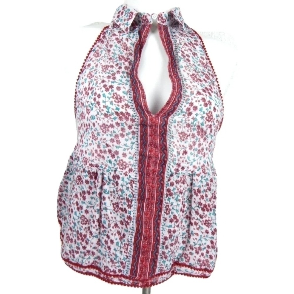 Poupette St. Barth Red Floral Gauze Tank